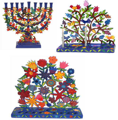 Yair Emanuel lamp Menorah Hanukkah 9 Branch Candles Holder TRADITIONAL Holiday