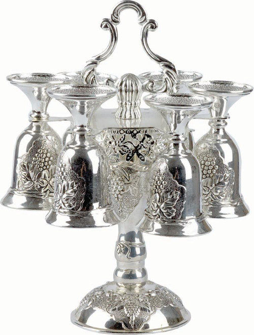 Set of 6 Nickel Kiddush/Liqueur Cups walls of the Old city of Jerusalem Theme