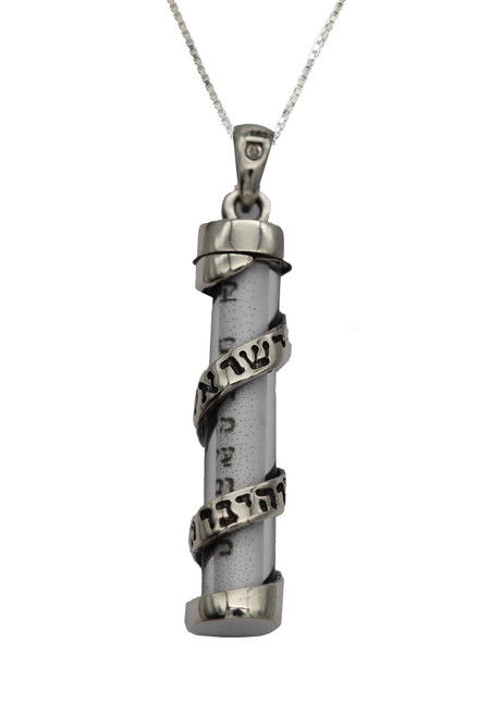 925 sterling Silver classic Mezuzah BLESS pendant Necklace Judaica Kabbalah Gift