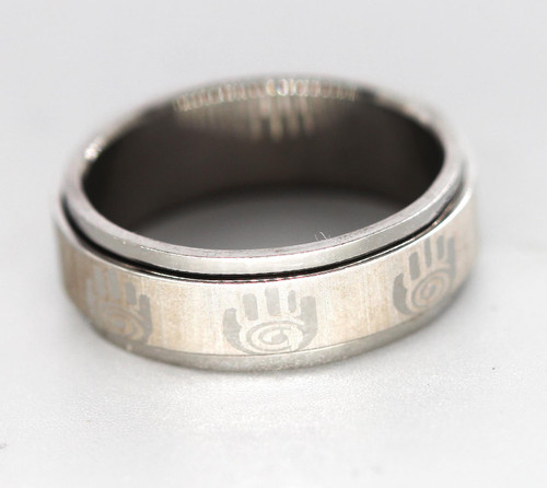 Rotating Stainless Steel Ring Hamsa Hand evil eye Protected Judaica hoop gift Rotating Stainless Steel Ring Hamsa Hand evil eye Protected Judaica hoop gift