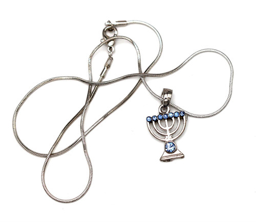 Holy land Menorah Necklace Navy BEADS LUCKY care Jewelry comfort IDEA gift