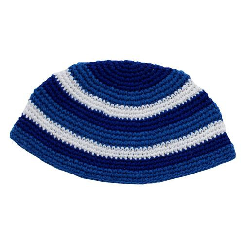 Blue Stripe Knitted Kippah Yarmulke Tribal Jewish Hat covering Cap Holy dome