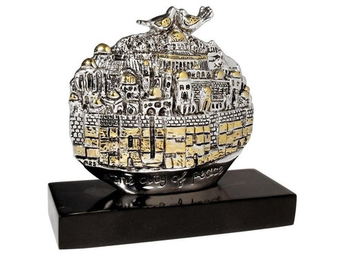 Jerusalem Panorama with Doves of Peace on the Roofs Figuriness 925 Silver Sculpture gift