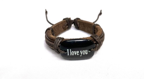 Classic brown Leather Bracelet Shema Israel support Pendant Cuff Bangle