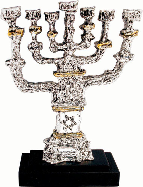 Menorah Miniature 925 Eletroformed Silver Judaica Holyland star od david Decor