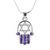 Blue HAMSA HAND "Star of David" Necklace Crystals silver Tone Amulet Pendant Jewish