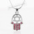 Red Crystals HAMSA "Star of David" Necklace SOUL silver Tone Amulet Pendant Jewish Red Crystals HAMSA "Star of David" Necklace SOUL silver Tone Amulet Pendant Jewish