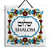 SHALOM Wooden Tile Israel 15cm Jewish Vintage Pottery FLORAL Judaica Gift