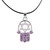 Purple HAMSA "Star of David" Necklace Crystals silver Tone Amulet Pendant Jewish