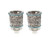 PAIR OF NICKEL OIL CUP Glass 7 CM WITH PALE BLUE STONES Jerusalem holyland