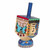 Yair Emanuel Wooden Hanukkah Dreidel with Stand hand painted Jerusalem Symbol