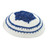 White Knitted Kippah Blue Star of David and Stripes Jewish Beanie cupola Yarmulke