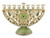 Jeweled Hanukkah Menorah Amber Crystals 9 Branch Candles Holder 24K gold Holiday