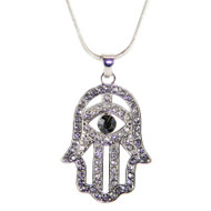 Hamsa Necklace Hand of God Black Evil Eye lucky Charm Pendant Jewish Judaica Kabbalah