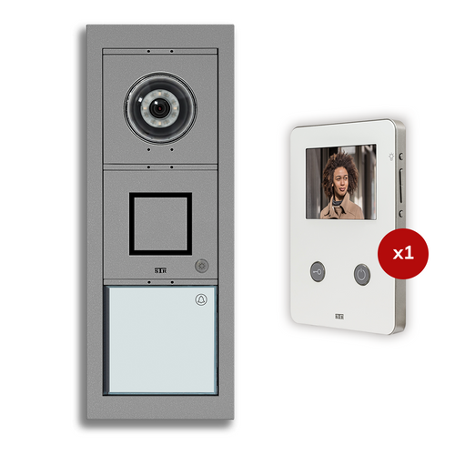 1-Way Video Door Entry Kit with Monitor, 2 Wire, Modular, Surface