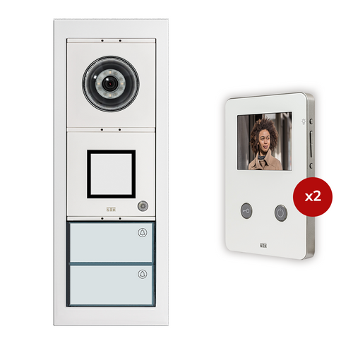 2-Way Video Door Entry Kit with Monitor, 2 Wire, Modular, Surface - White