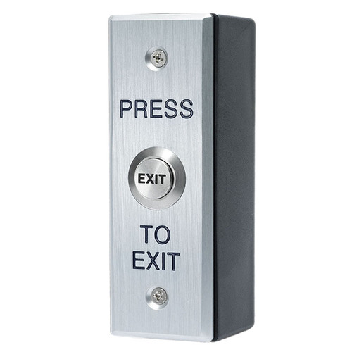 Wireless Exit Button, Brushed Stainless Steel, Narrow, Surface