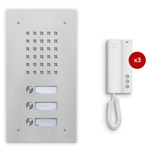 3-Way Audio Door Entry Kit - Robusto Series, 2 Wire, Flush Mount