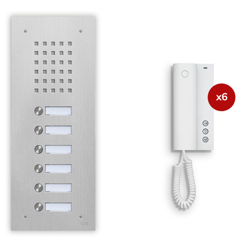 6-Way Audio Door Entry Kit - Robusto Series, 2 Wire, Flush Mount