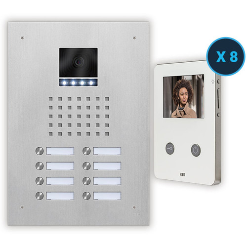 8 Way Video Door Entry Kit, ROBUSTO Series, 2 Wire Digital, Flush Mounting | STR Elektronik