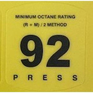 Fuel Grade Decal (92)