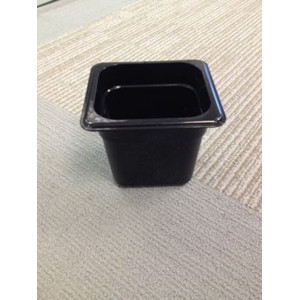 Roller Grill Toppings Bar - Cambro Black Plastic Food Pan 1/6 size, 4 in. deep (64CW110)