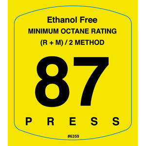 Octane 87 Decal Ethanol Free Stores ONLY