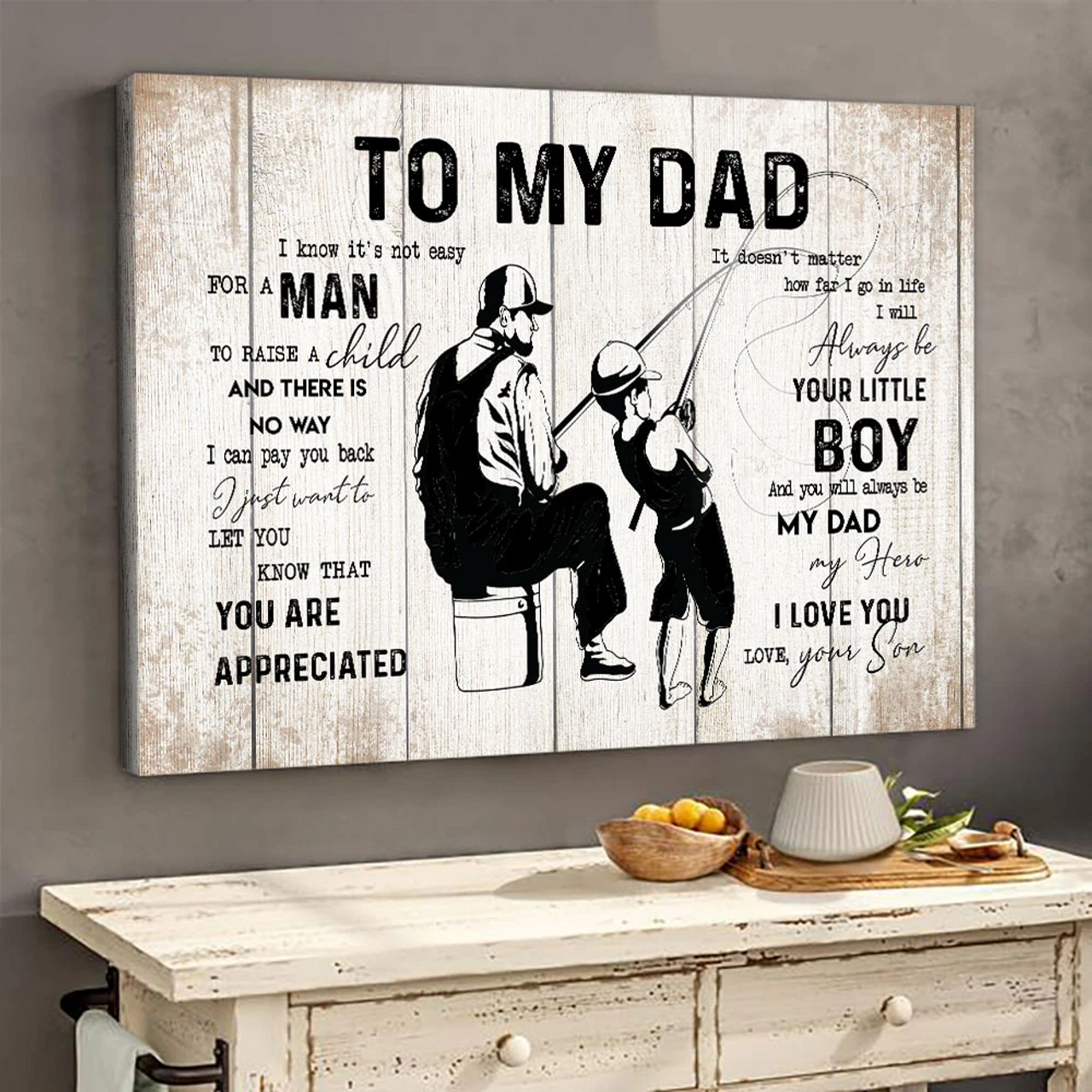 Fishing Gift For Dad From Son You're Appreciated Canvas Wall Art Ready To  Hang