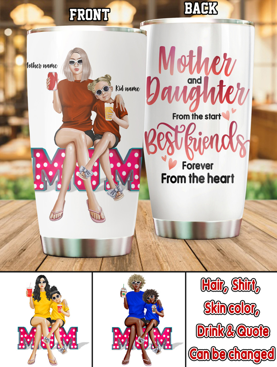 wowcugi Mom Tumbler The Love Between Mother Daughter Is Forever  Personalized Tumblers 20oz 30oz Cust…See more wowcugi Mom Tumbler The Love  Between