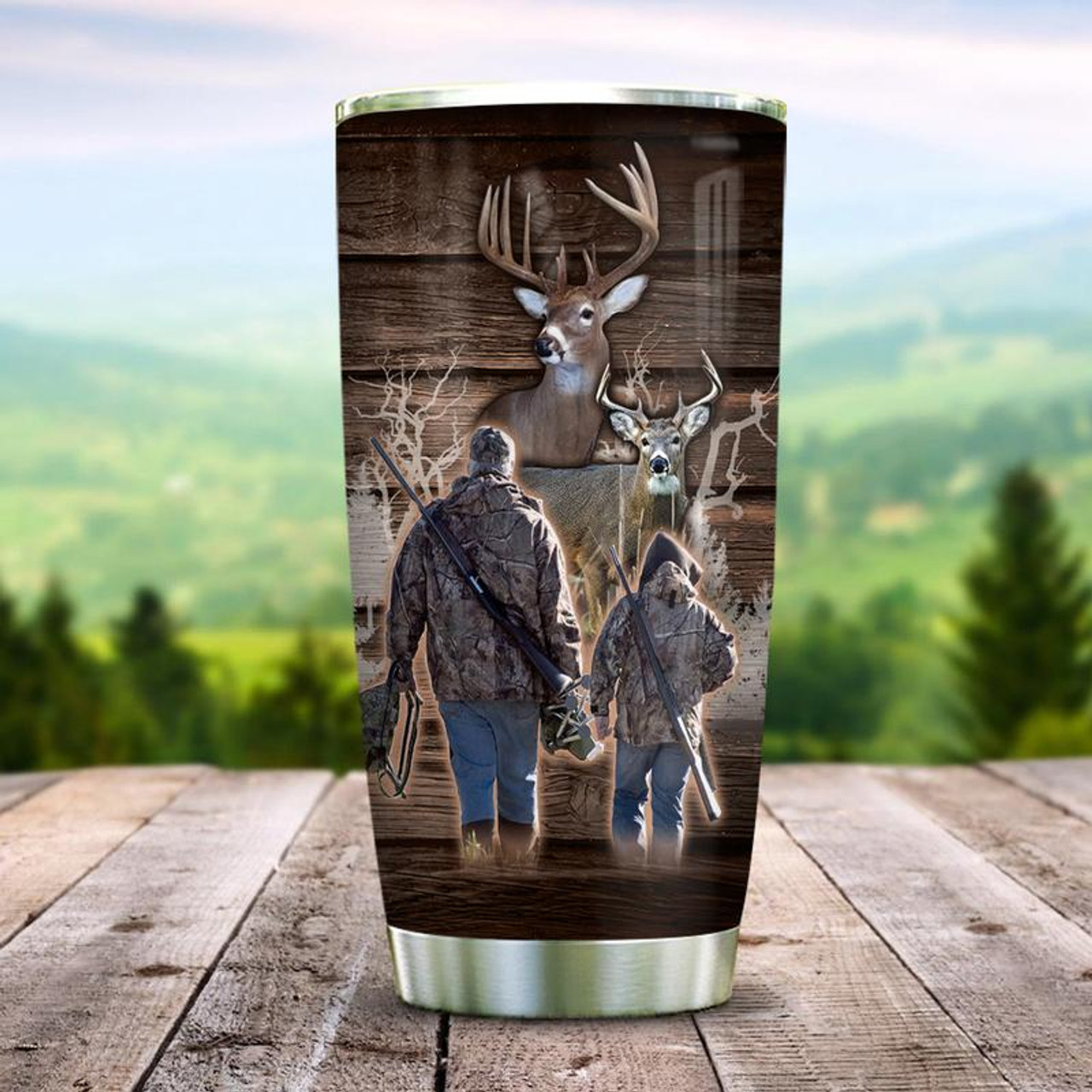  Custom Best Buckin' Dad Ever Deer Hunting Father Personalized Tumbler  Cup Father's Day Gift, Gift For Hunting Dad, Dad, Father, Papa, Grandpa  20oz Insulated Coffee/Tea Tumbler with Lid : Sports 