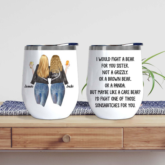 Moosfy Personalized Wine Tumbler For Friends With Custom Design, Best Friends Wine Tumbler