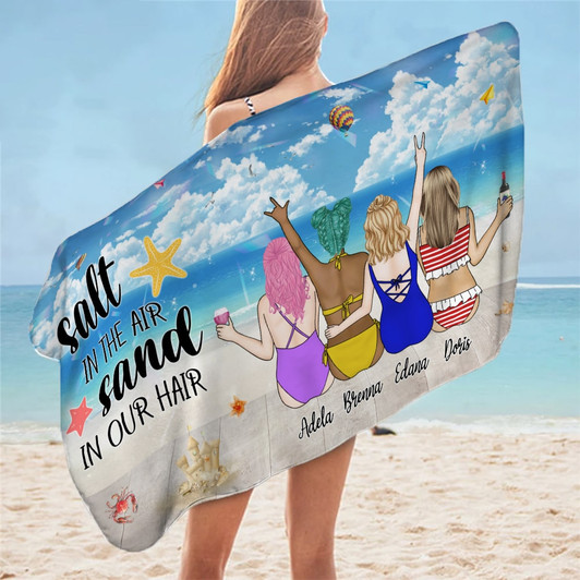 Personalized Gift for Bestie Salt In Our Hair Beach Towel Personalized Gift for Bestie Salt In Our Hair Beach Towel