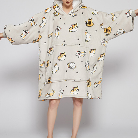 Cute Cat Comfy Blanket Hoodie, Gift For Cat Lover Cute Cat Comfy Blanket Hoodie, Gift For Cat Lover