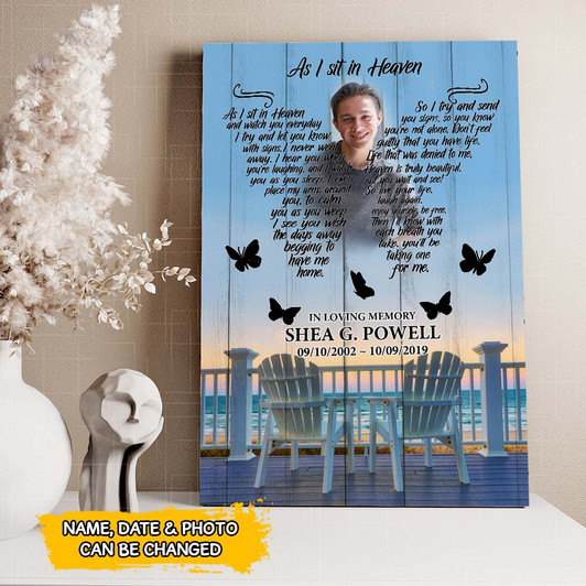 Personalized Sympathy Gift As I Sit In Heaven Rememberance Butterfly Canvas Personalized Sympathy Gift As I Sit In Heaven Rememberance Butterfly Canvas