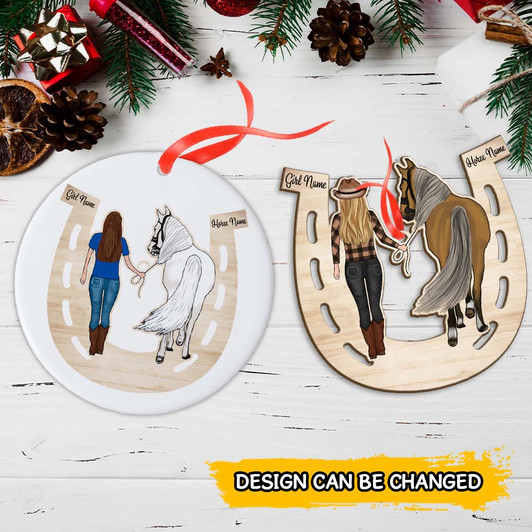 Personalized Gift for Horse Lover, Girl with Horse Ornament Personalized Gift for Horse Lover, Girl with Horse Ornament