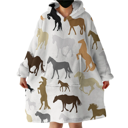 Personalized Oversized Horse Comfy Blanket Hoodie, Gift For Horse Lover Personalized Oversized Horse Comfy Blanket Hoodie, Gift For Horse Lover