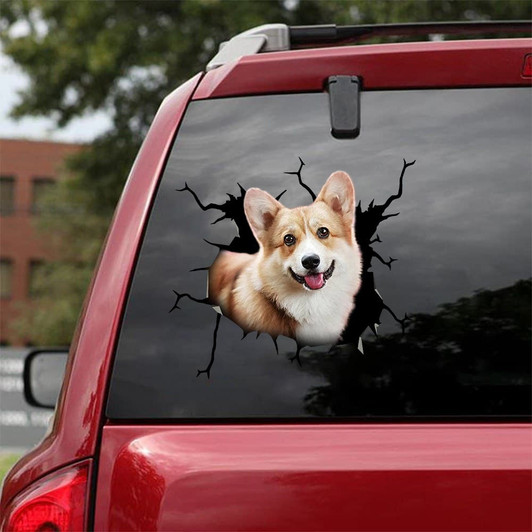 Welsh Corgi Dog Crack Dog Sticker Cute Funny Car Decal