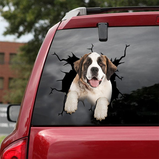 Saint Bernard Dog Crack Dog Sticker Cute Funny Car Decal
