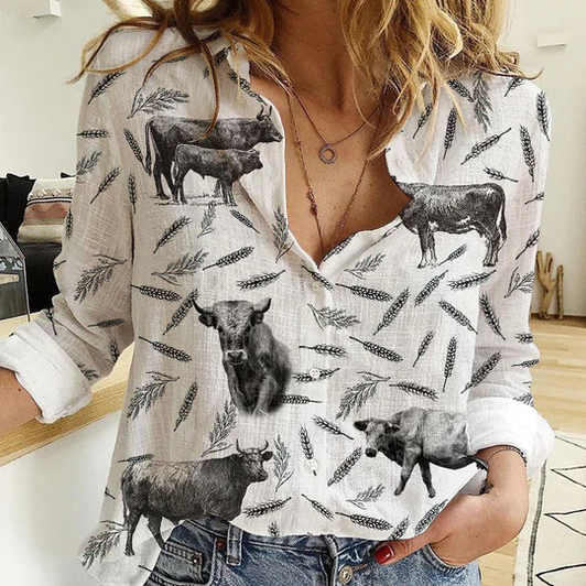 Gift For Cow Lovers Charolais Cow Pattern Shirt