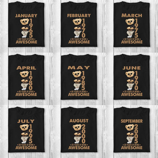 (Ship next day) For 2025 Personalized Shirt Years Of Being Awesome Cute Bear Custom Shirt (Ship next day) For 2025 Personalized Shirt Years Of Being Awesome Cute Bear Custom Shirt