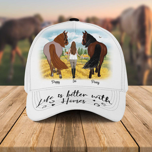 Personalized Gift For Horse Lovers Little Girl With Horses Custom Cap Personalized Gift For Horse Lovers Little Girl With Horses Custom Cap