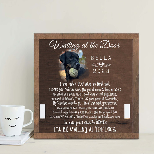 Waiting At The Door Pet Collar Remembrance Gift, Personalized Sympathy Gift Loss Of Dog