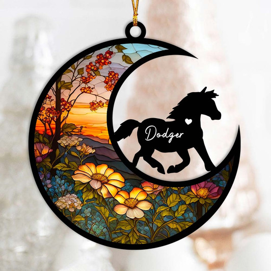 Little Horse Pony Suncatcher Ornament Custom Name, Personalized Gift For Horse Lovers