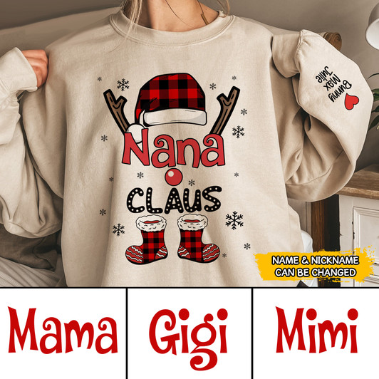 Christmas Personalized Printed Sleeve Hoodie and Shirt Gift Grandma Christmas Personalized Printed Sleeve Hoodie and Shirt Gift Grandma