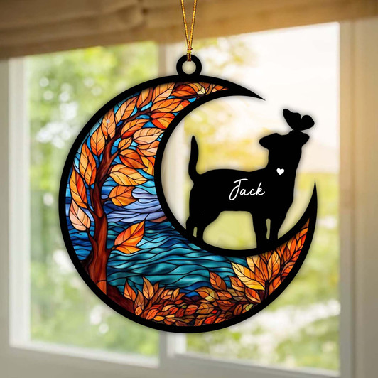 Personalized Dog Loss Memorial Suncatcher Ornament With Butterfly Personalized Dog Loss Memorial Suncatcher Ornament With Butterfly