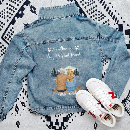 Personalized Blue Jean Jacket For Women Female Denim Jacket Gift For Nana, Mom Personalized Blue Jean Jacket For Women Female Denim Jacket Gift For Nana, Mom