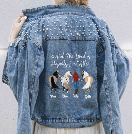 Personalized Denim Jean Jacket Women Gift For Horse Lovers Just A Girl Who Loves Horses (Up to 4 Horses) Personalized Denim Jean Jacket Women Gift For Horse Lovers Just A Girl Who Loves Horses (Up to 4 Horses)