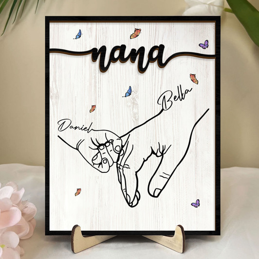 Personalized Wooden Sign For Mom and Grandma Holding Hands Custom Names Personalized Wooden Sign For Mom and Grandma Holding Hands Custom Names