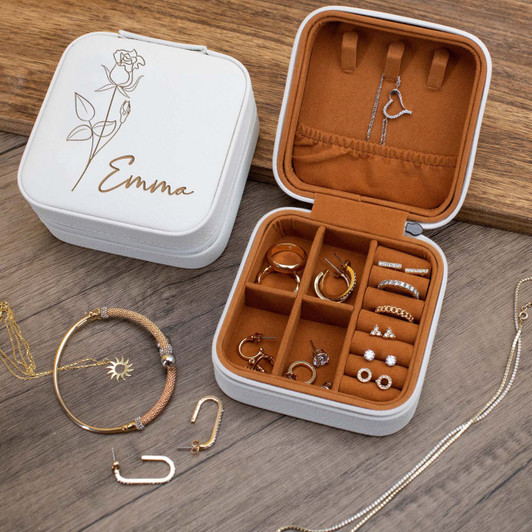 Personalized Gift For Mom, Gift For Wife Custom Jewelry Box Flower Birth Month Personalized Gift For Mom, Gift For Wife Custom Jewelry Box Flower Birth Month