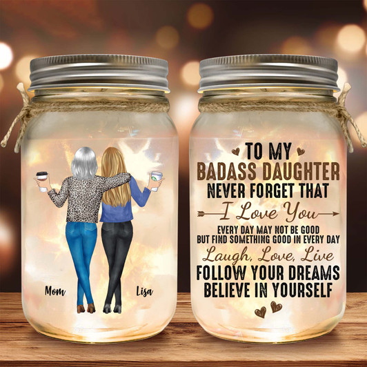 Personalized Mason Jar Light Night to My Badass Daughter